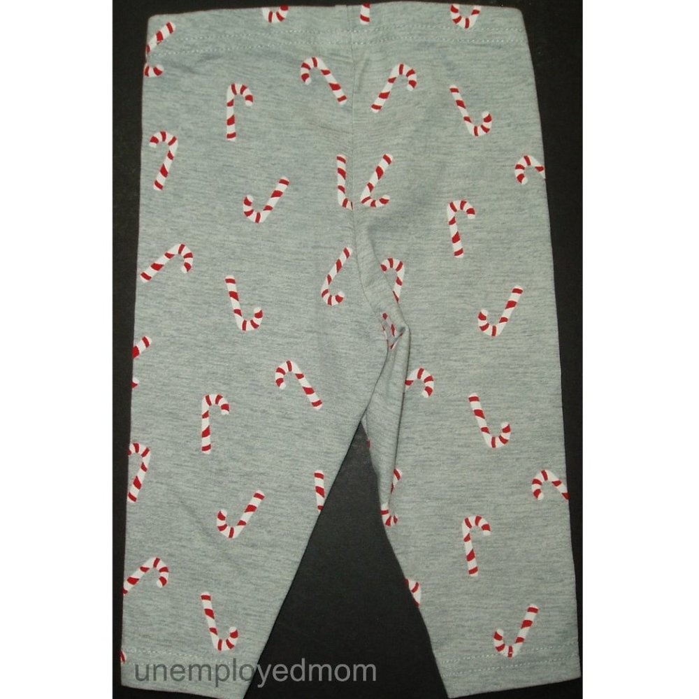 3M Christmas Leggings Little Girls Candy Cane Long Pant Trousers Holiday - Picture 3 of 4